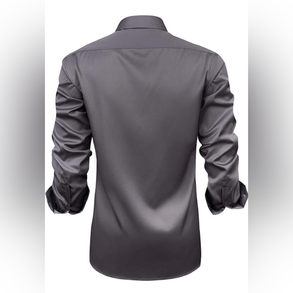 Men's Casual Long Sleeve Stretch Dress Regular Fit Button Down Shirts - Picture 2 of 5
